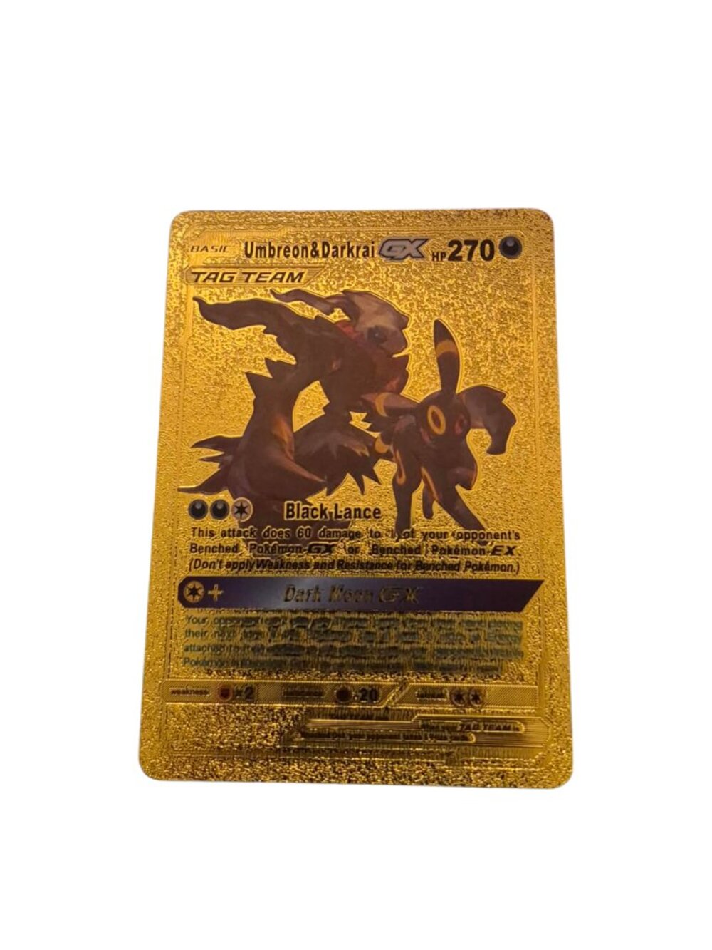 Gold Umbreon & Darkrai GX Style Collectible Card – Fan Art Trading Card
